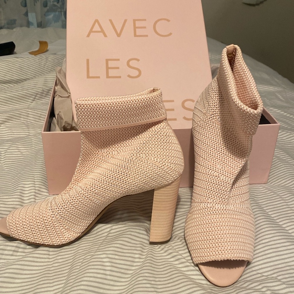 Pink peep-toe bootie